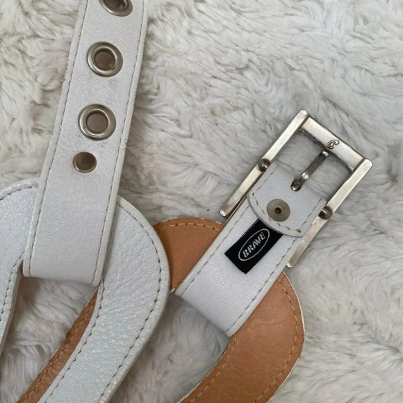 Vintage - Y2K Brave Chunky White Leather Hip / Waist Belt - Picture 4 of 5